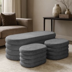 Minkštasuolio ir 2 pufų komplektas TOFFIX (Chenille Seal #18 Pilkas) Minkštasuolio ir 2 pufų komplektas TOFFIX (Chenille Seal #18 Pilkas)