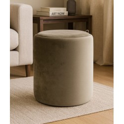 Pufas MELLIX apvalus su padėklu (Velvet #11 Šviesiai rudas)