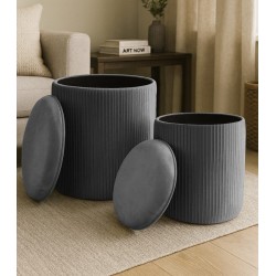 Pufų komplektas MONTEX (2vnt.) (Velvet #18 Pilkas)