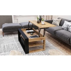 Staliukas FRAME pakeliamas ir išskleidžiamas transformeris su daiktadėže (Dab Artisan/Juoda)